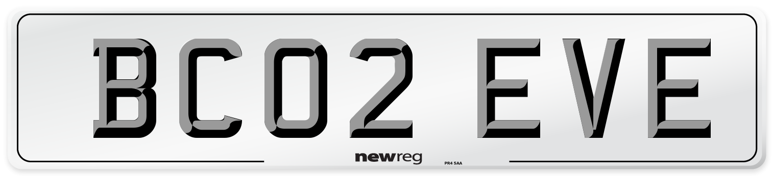 BC02 EVE Number Plate from New Reg